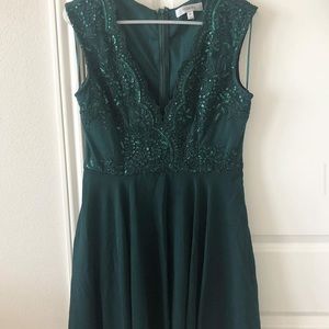 Hunter green short sequin dress